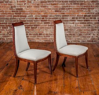 Pair of Art Deco Style Stained Birch Side Chairs