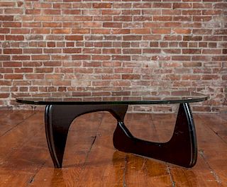 Style of Isamu Noguchi Painted Wood and Glass Coffee Table