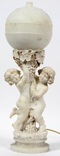 ITALIAN CARVED MARBLE & ALABASTER FIGURAL LAMP