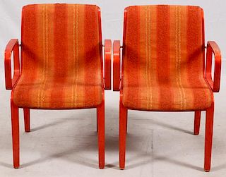 WILLIAM STEPHENS FOR KNOLL BENTWOOD ARMCHAIRS PAIR