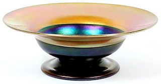 GOLD & BLUE FAVRILE STYLE GLASS BOWL