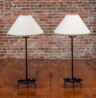Pair of Japanese Lacquered Metal Table Lamps