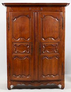 FRENCH CARVED WALNUT ARMOIRE