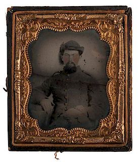 Sixth Plate Ambrotype of Confederate Cavalryman 