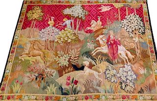 HAND-WOVEN WOOL TAPESTRY ANTIQUE
