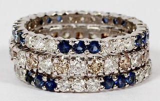 .90CT SAPPHIRE AND DIAMOND STACKABLE RINGS 3 PIECES