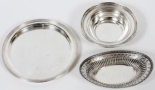 AMERICAN STERLING BOWLS & TRAY C. 1920 THREE PIECES