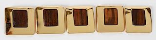 CHRISTIAN DIOR GOLD TONE & WOOD PAIR OF EARCLIPS