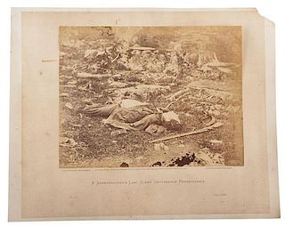 Alexander Gardner Albumen Photograph, A Sharpshooter's Last Sleep, Gettysburg, Pennsylvania 