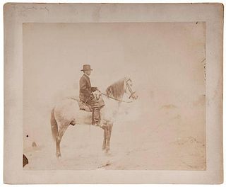 General Pleasonton Astride Horse, Plus Other Officers with Their Horses, Large Format Albumen Photograph 
