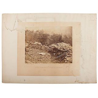 Alexander Gardner Albumen Photograph, Interior of Breastworks On Round Top, Gettysburg 