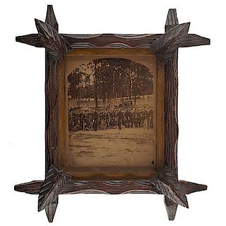 Civil War, Ohio Company in Camp, Albumen Photograph in Original Frame 