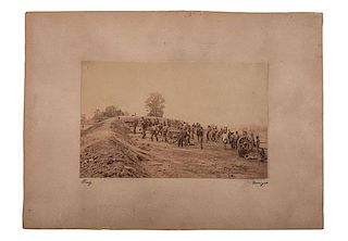 Mathew Brady Albumen Photograph of the 12th New York Battery, With Brady Himself Among the Soldiers 