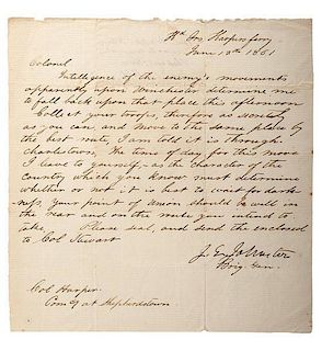CSA General Joseph E. Johnston's Signed Order to Evacuate Shepherdstown, June 13, 1861 
