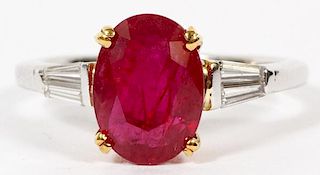 3.04 CT RUBY AND 14KT GOLD RING
