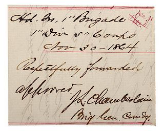 Joshua Chamberlain, CMOH Gettysburg, ANS, November 30, 1864 