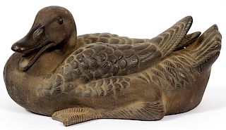 CHINESE BROWN PORCELAIN DUCK