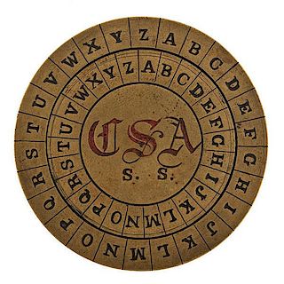 Exceptionally Rare Confederate Cipher Disc 