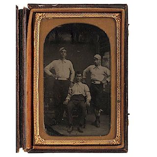 Tintype of Three Baseball Players 