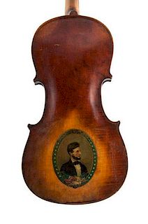 Abraham Lincoln, Folk Art Portrait Painted on Violin Owned by Governor & General Isaac I. Stevens 