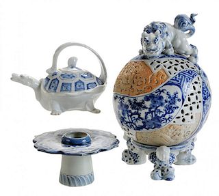Three Pieces of Hirado Porcelain