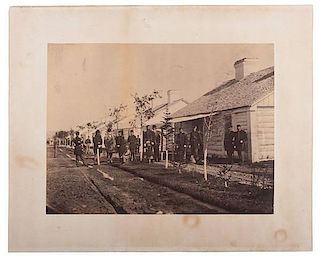 Very Scarce Albumen Photograph of the Officers' Quarters at Fort Bridger, Wyoming Territory, Late 1860s 