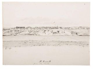 Fort D.A. Russell, Wyoming Territory, Pencil and Ink Drawing, 1869 