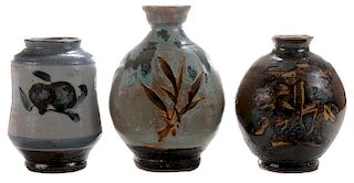 Three Mashiko Stoneware Vases