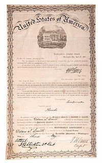 Rare James Henry Lane "Frontier Guard" Signed Discharge for Delano T. Smith, May 1861 