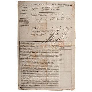 Military Passport for a Voltigeur of the Garde Imperial, 1811 