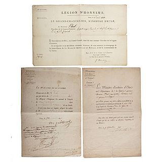 Imperial Guard Member, Jean Baptiste Phal, Group of Documents Signed by Davout & Clarke 