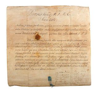 Pre-Revolutionary War Document from the College of William and Mary's "Flat Head Club," The First College Fraternity in America 