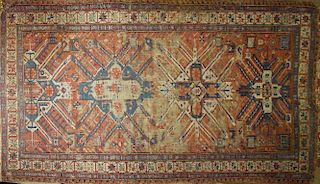 18th c- early 19th c flat woven eagle Kazak main carpet, three and a half eagles, descending in the family of John Jacob Astor IV, 5' 6ﾔ x 10', heav