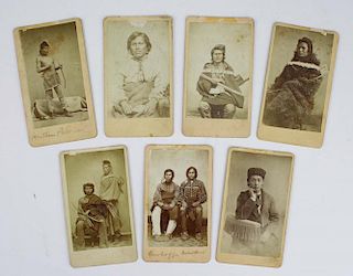 six important 1880's cdv photographs of Indians (five identified, including two Winebago Indians chained together charged with murder, four signed A C
