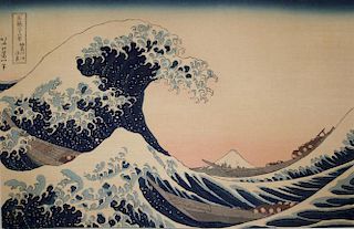 Hokusai Katsushika, (Japanese 1760 - 1849) The Great Wave ukiyo-e woodblock print appears to be late 19th/early 20th c restrike
