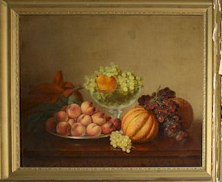 Frederick Stone Batcheller (American 1837-1889) Still life with grapes 24 x 30" o/c signed lower left