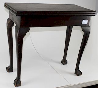18th c Chippendale mahogany ball and claw foot lift top card table, heavy dense mahogany, secondary pine. 32"w x 28ﾽ"h. Mid Atlantic or Southern.