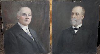 Joseph Henry Boston (American 1860-1854) Pair of Portraits Edward T Horwill and Oliver Miller both 24 x 20" unframed ex Ted Church collection
