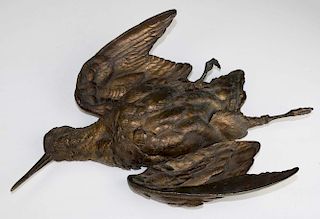 late 19th c bronze of a dead bird, attributed to Paul Comolera (French 1818- 1887), unsigned, length 15ﾔ