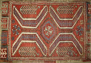 early 20th c Persian tribal scatter rug, 2' 2ﾔ x 2' 11ﾔ