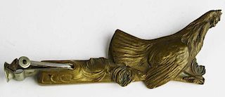 early 20th c French bronze figural cigar cutter, length 6 1/4ﾔ