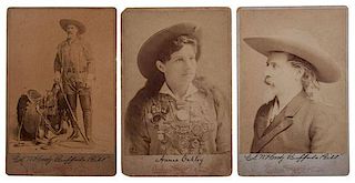 Buffalo Bill Cody and Annie Oakley, Cabinet Cards by Brisbois, Lot of Three 