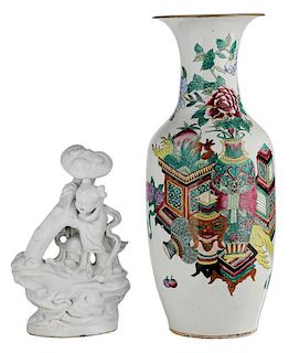 Large Porcelain Vase and Figure of