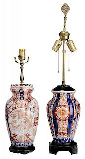 Two Imari Vases Converted to Lamps