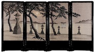 Four-Panel Embroidered and Black-