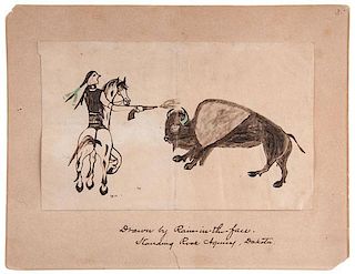 Drawing by Chief Rain-In-The-Face, Standing Rock Agency, Dakota Territory, Ca 1881-1885 