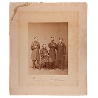 Civil War Albumen Photograph of 20th Army Corps Commanders in Atlanta, Featuring Rare View of Benjamin Harrison in Uniform 