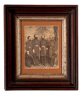 Civil War Albumen Photograph of the 45th Illinois Field & Staff, Including Two Generals 