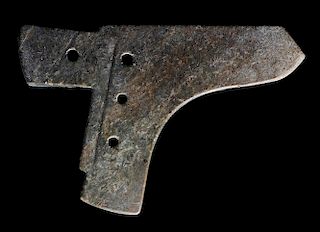 Carved Hardstone Spear/Blade 硬玉雕戈头，0.5*9*6.5英寸，商代形制，中国