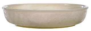 Finely Carved Jade Wedding Bowl 玉雕浅碗，直径6.5英寸，中国